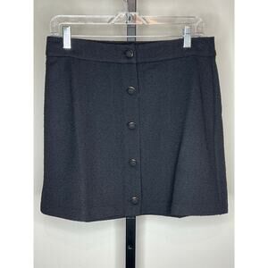 Michael Kors Black Textured Mini Skirt Button Front Size M NWOT